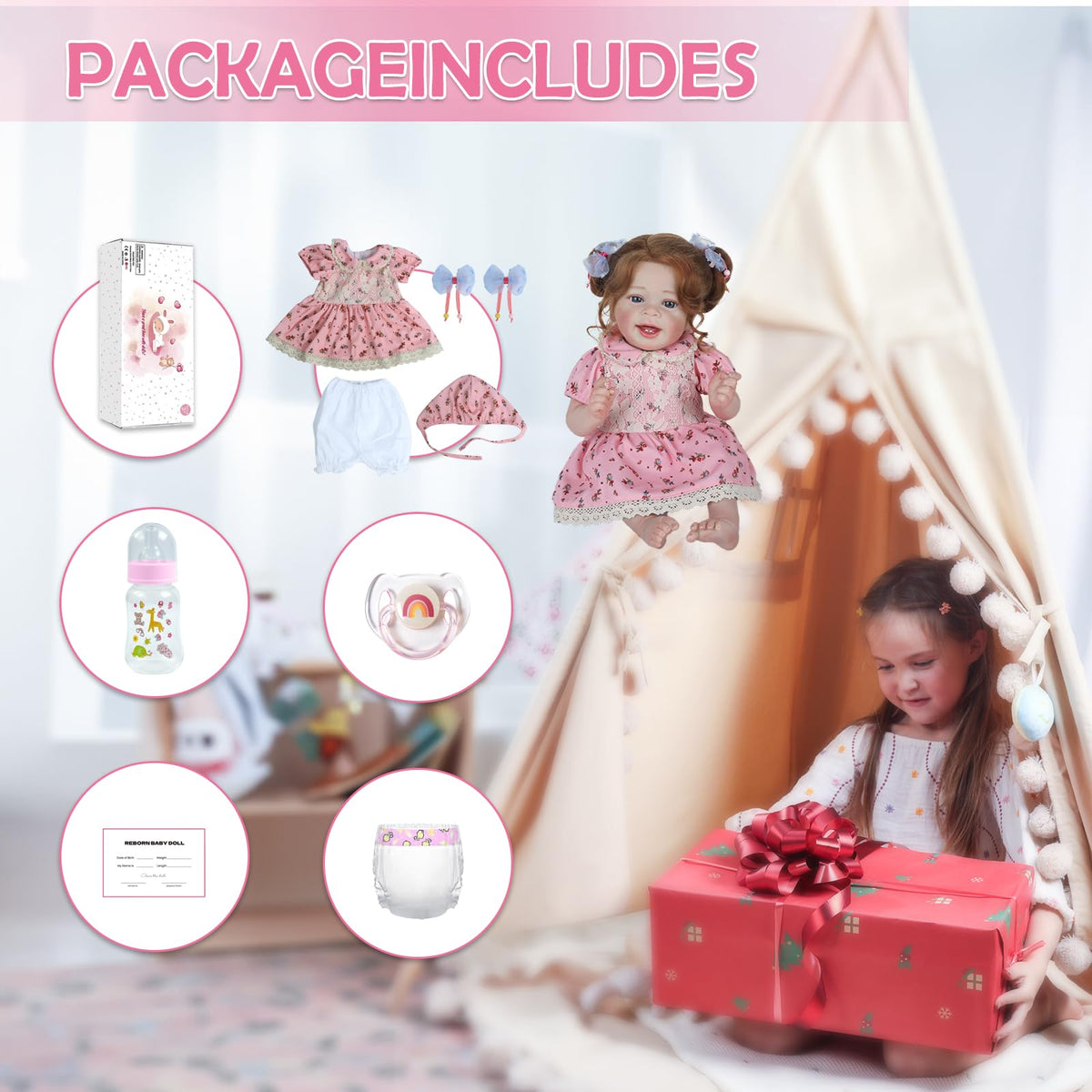 CHAREX Realistic Reborn Baby Doll Girl – 20-Inch Lifelike, Weighted, Gift Box Accessories