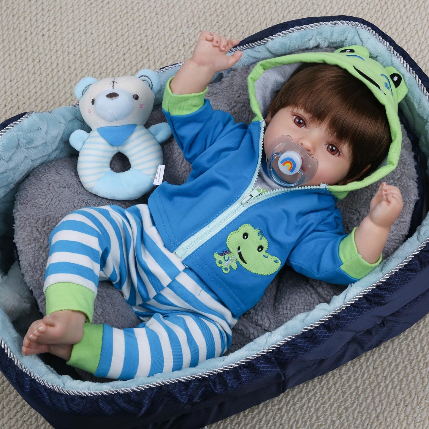 CHAREX Lifelike Reborn Baby Doll Boy — 18-Inch Soft Body Realistic Toddler Toy with Accessories