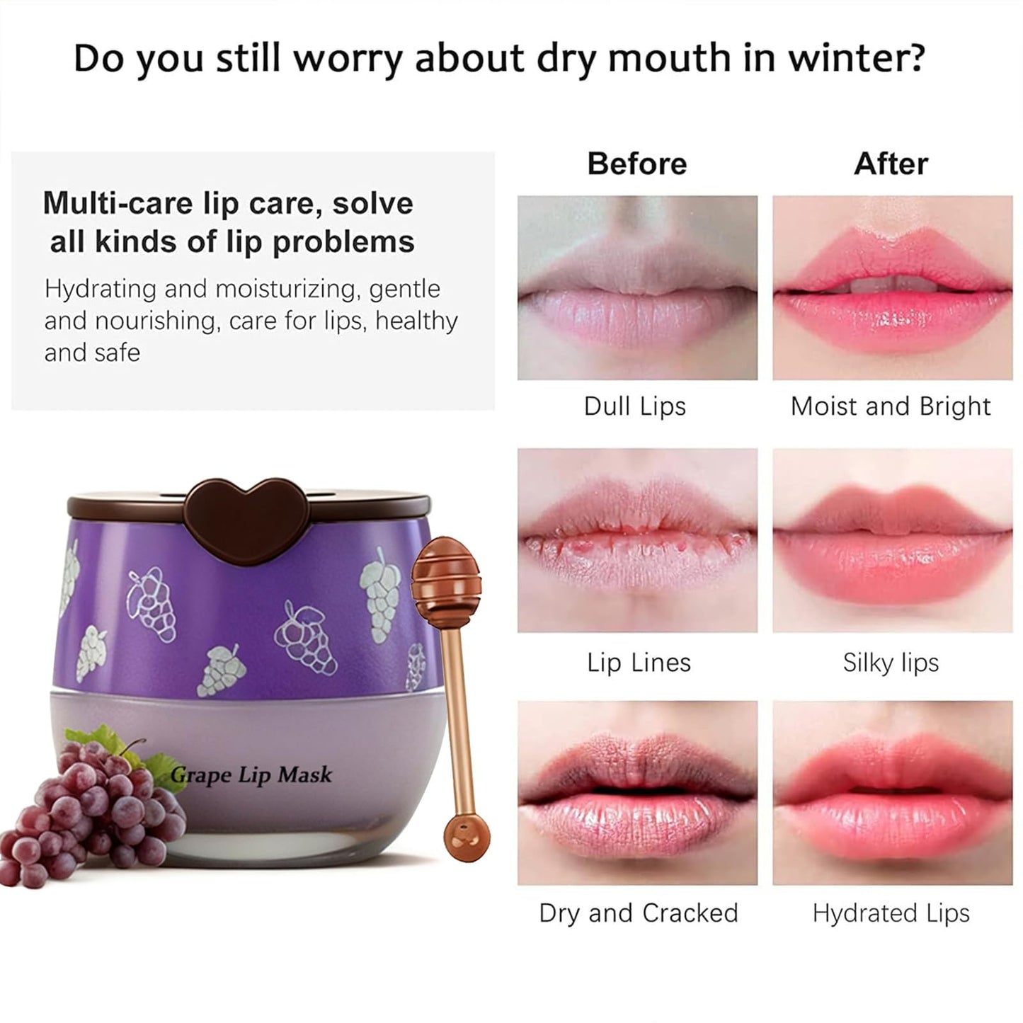 Charm Kiss Bee Lip Balm Lip Mask Honey Pot – 12 Flavors, Propolis & Vitamin E