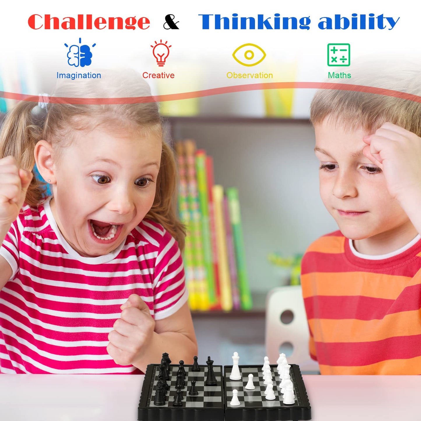 Charniol Magnetic Travel Chess Set + Mini Checkers – Portable Folding Board for Family Fun (2 Pcs)