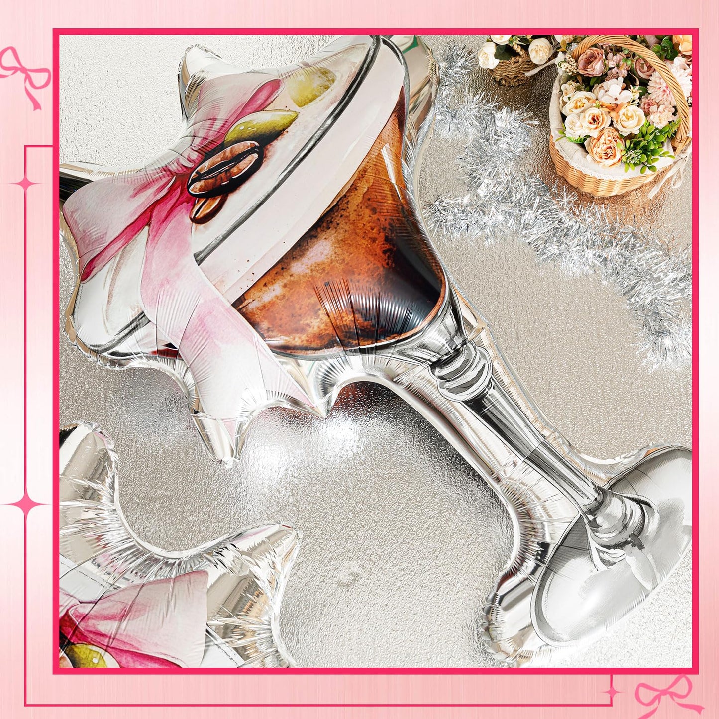 Charnoel 4-Pack Giant Espresso Martini Balloons – Cocktail Party Decor for Bachelorette & Bridal Showers