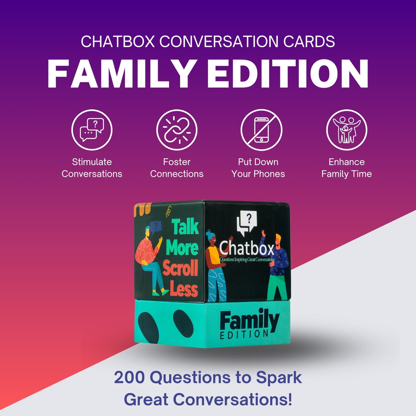 Chatbox 200 Conversation Starter Cards — Family, Travel & Party Card Game
