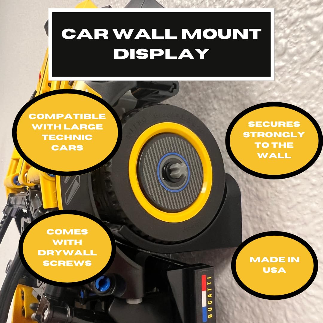 Chatelet Vertical Collectible Car Wall Display Mount for Lego Technic Racecars – 3 Pack Black, Made in USA