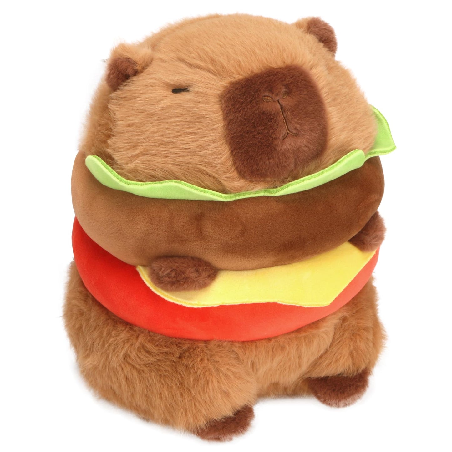 CHDBLOCK Hamburger Capybara Plush Toy – 9.5-Inch Cute Capybara Stuffed Animal