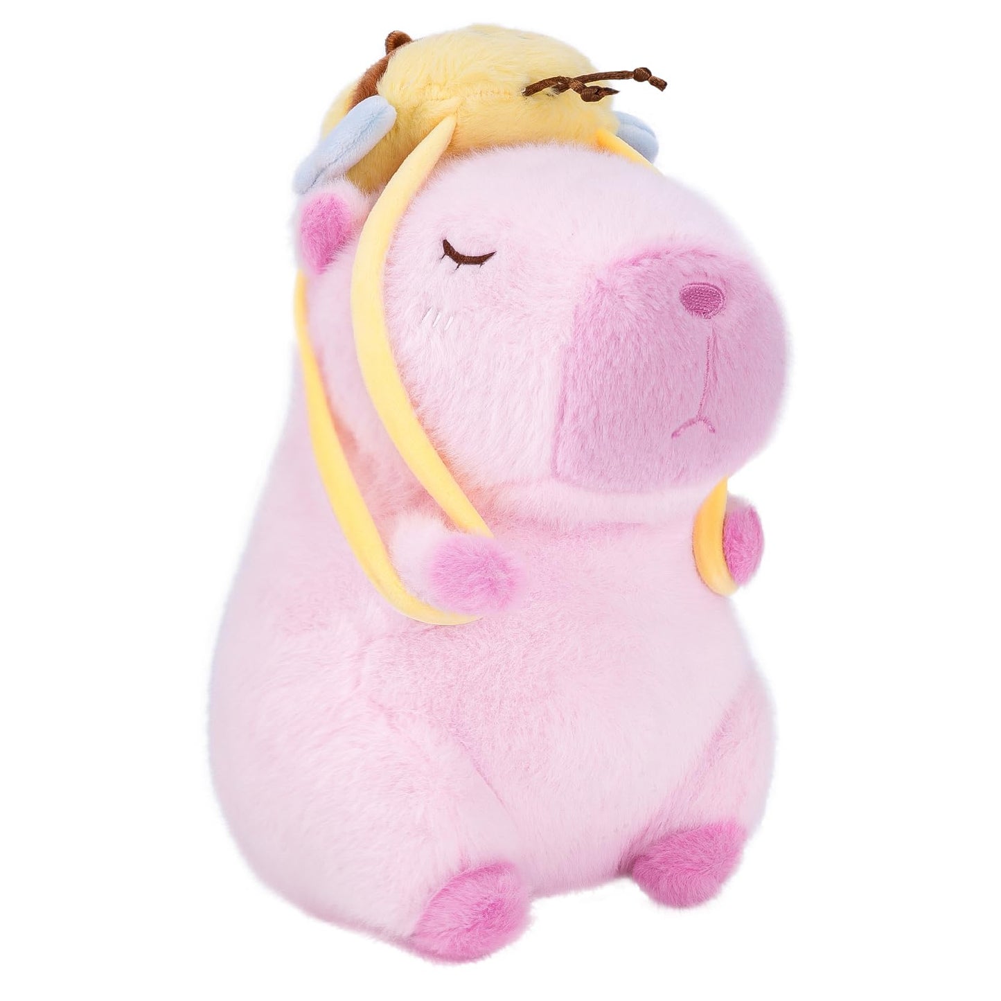 CHDBLOCK Capybara Plush Toy – 9-Inch Pink Capybara with Bee Backpack, Cute Plush Pillow