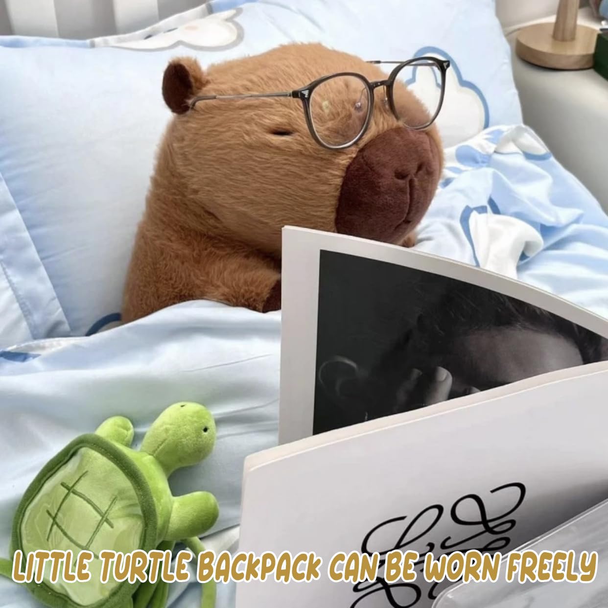 CHDBLOCK Capybara Plush Toy – 9 Inch with Turtle Backpack | Cute Capybara Stuffed Animal