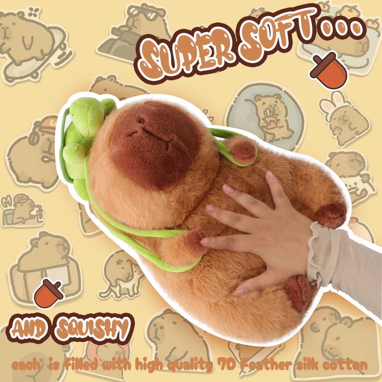CHDBLOCK Capybara Plush Toy – 9 Inch with Turtle Backpack | Cute Capybara Stuffed Animal