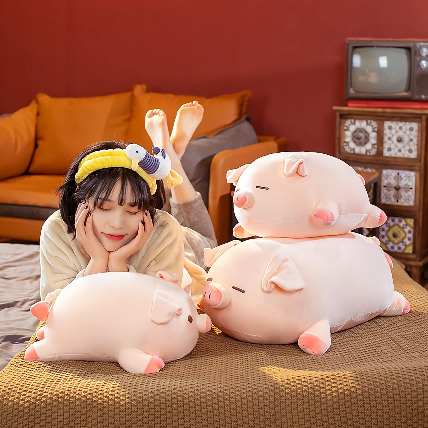 CHDGIOHA Pig Plush Pillow 15.7in – Kawaii Hugging Plush for All Ages