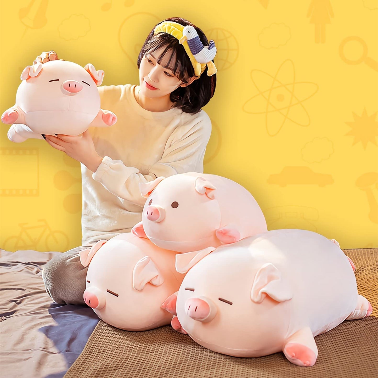 CHDGIOHA Pig Plush Pillow 15.7in – Kawaii Hugging Plush for All Ages