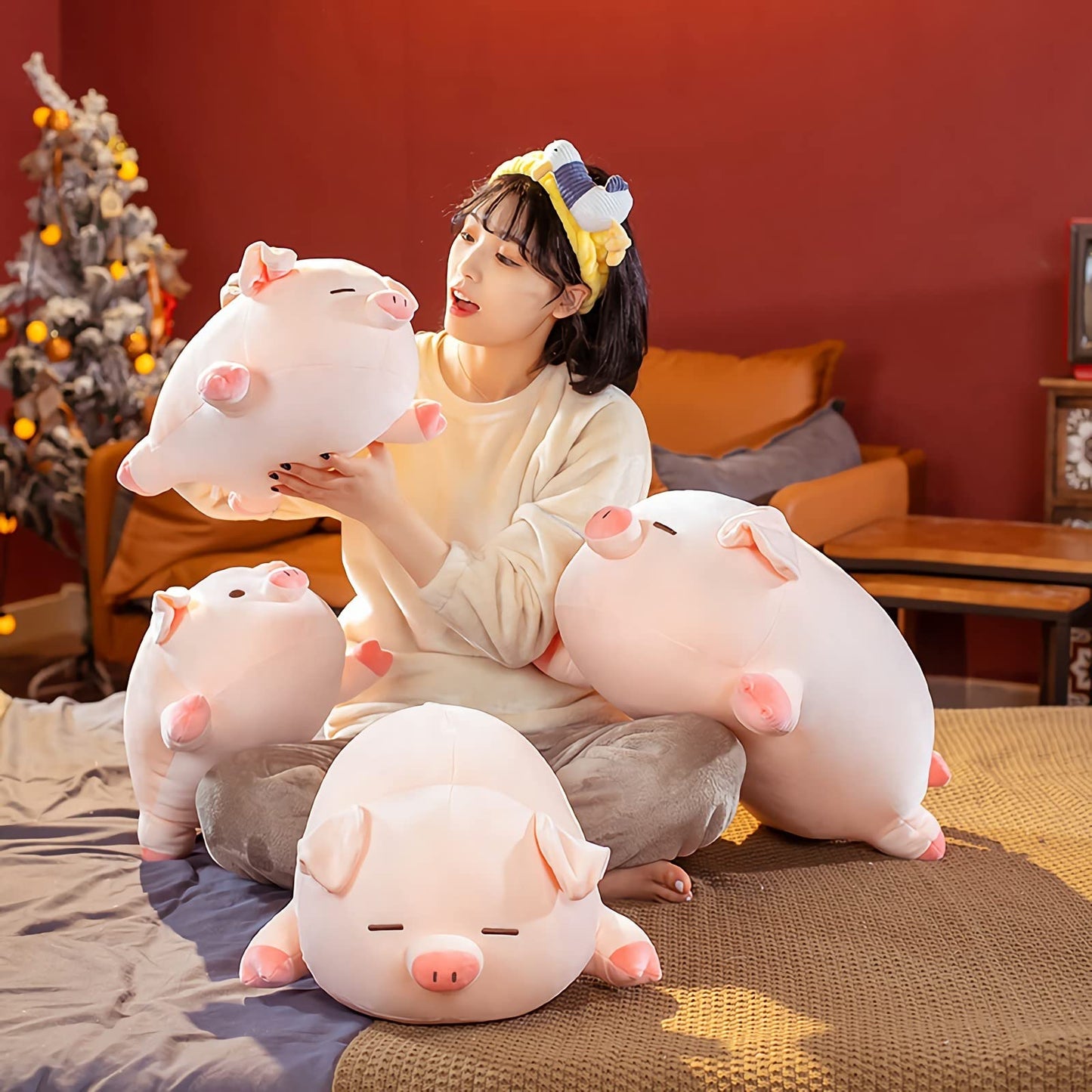 CHDGIOHA Pig Plush Pillow 15.7in – Kawaii Hugging Plush for All Ages