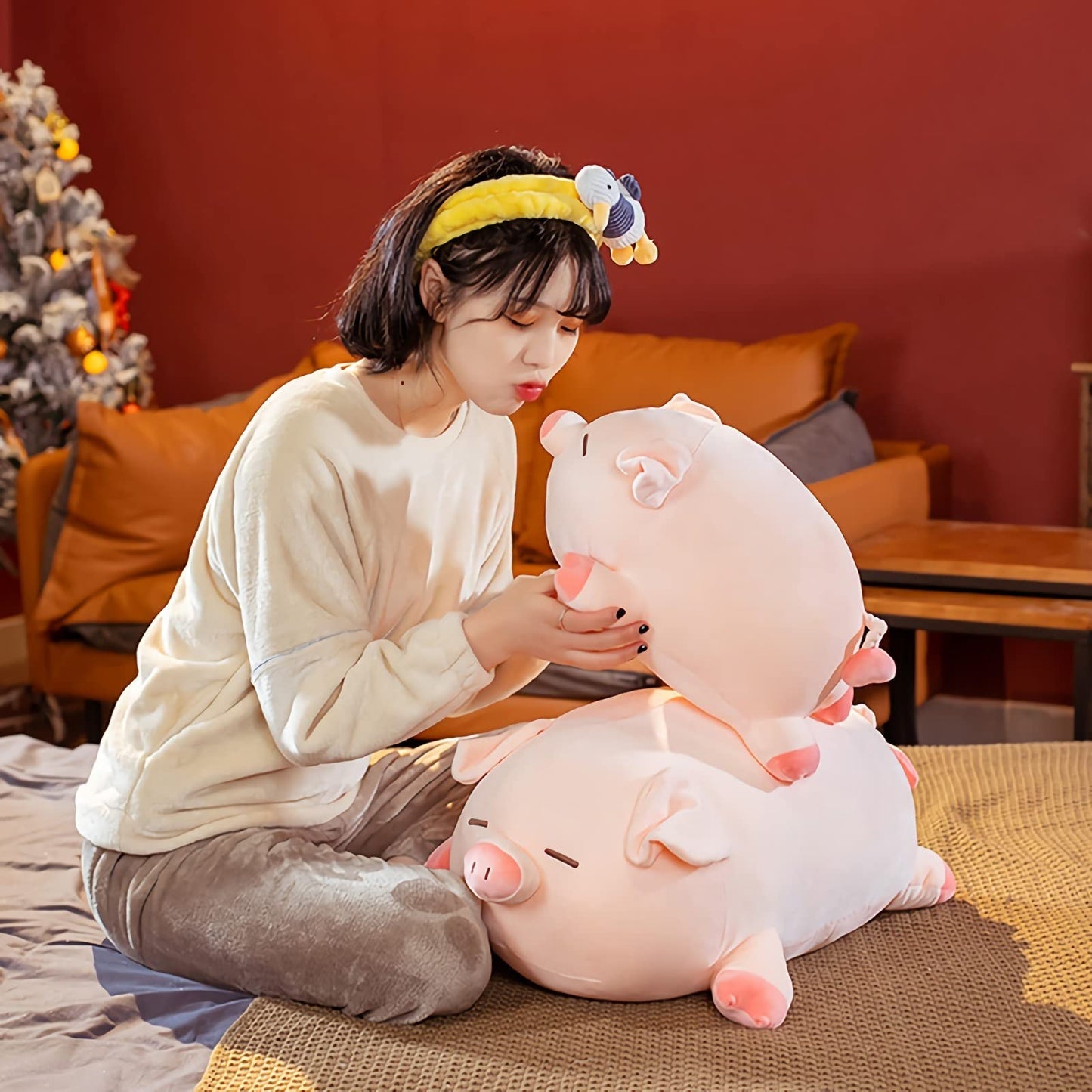 CHDGIOHA Pig Plush Pillow 15.7in – Kawaii Hugging Plush for All Ages