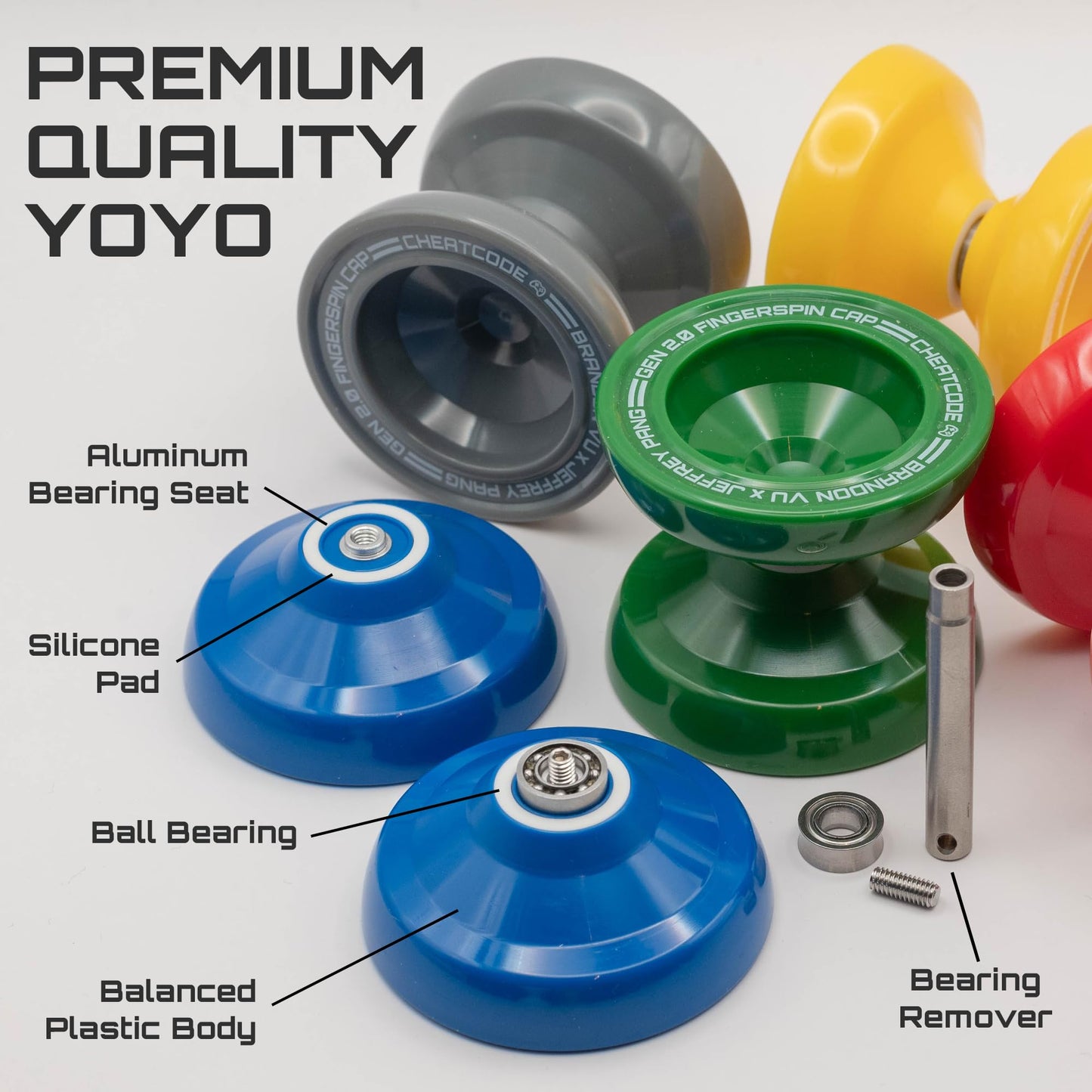 Cheatcode Yoyo by Brandon Vu | Master Fingerspin Tricks | Responsive & Unresponsive Yo-Yo Kit with Bearing