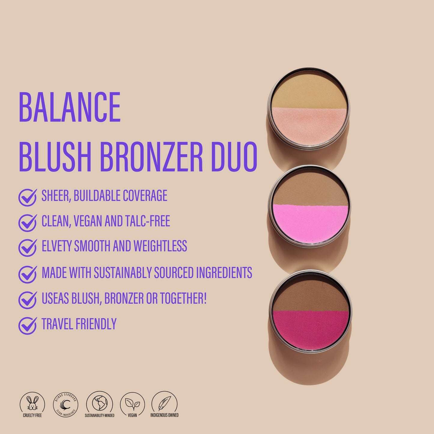 Cheekbone Balance Fair Blush/Bronzer – Talc-Free 2-in-1 Powder with Organic Jojoba Oil | Buildable Soft-Matte Finish