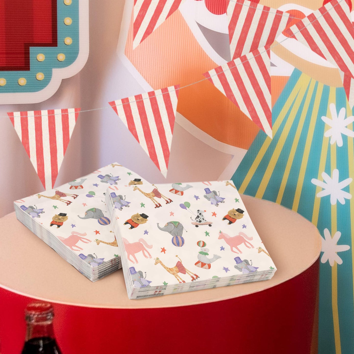 Cheerland Circus Napkins – 50 Pcs Disposable Circus Theme Party Napkins for Kids