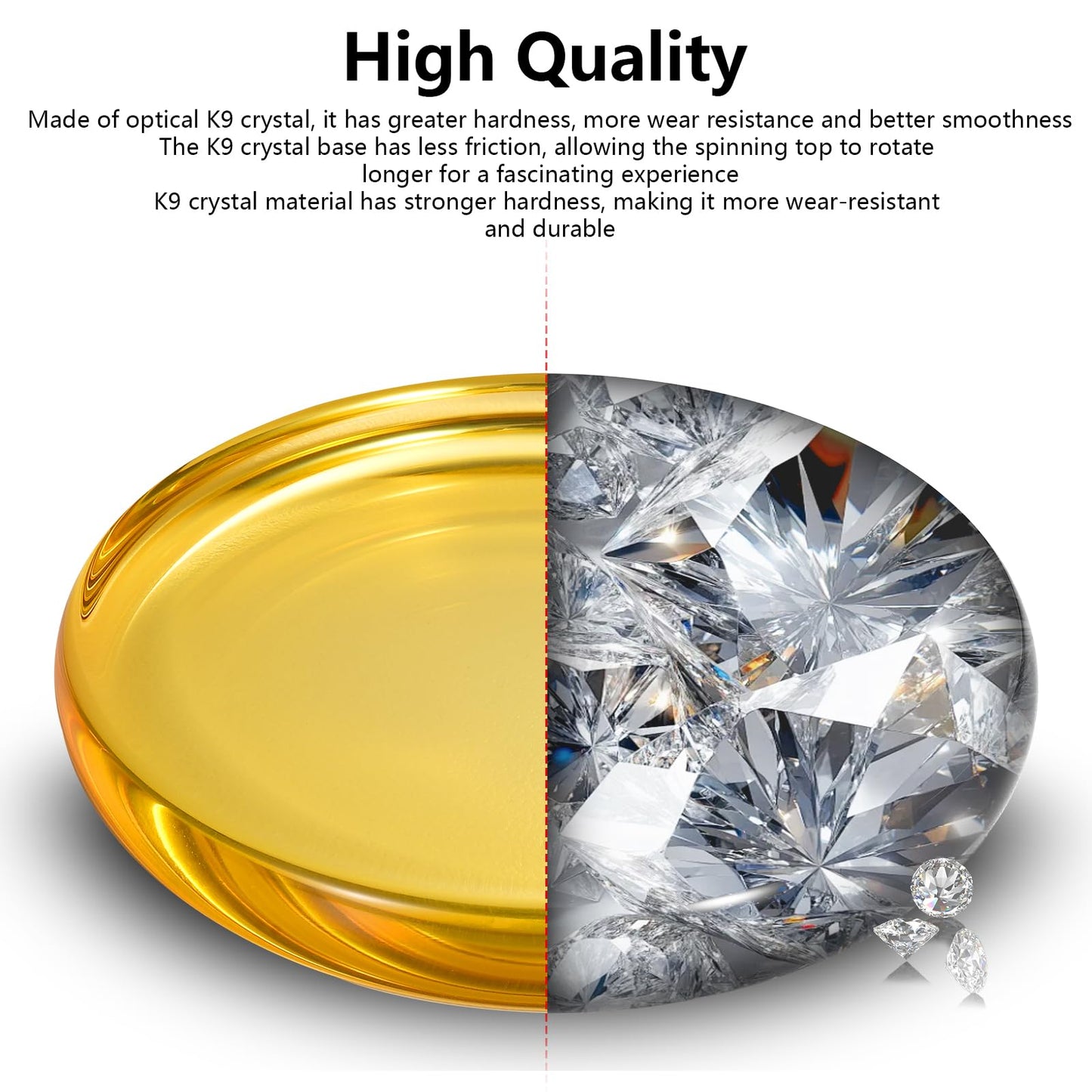 CHEETOP Optical Glass Spinning Top Base - Double Concave Crystal, 12cm Diameter, 14mm Thick