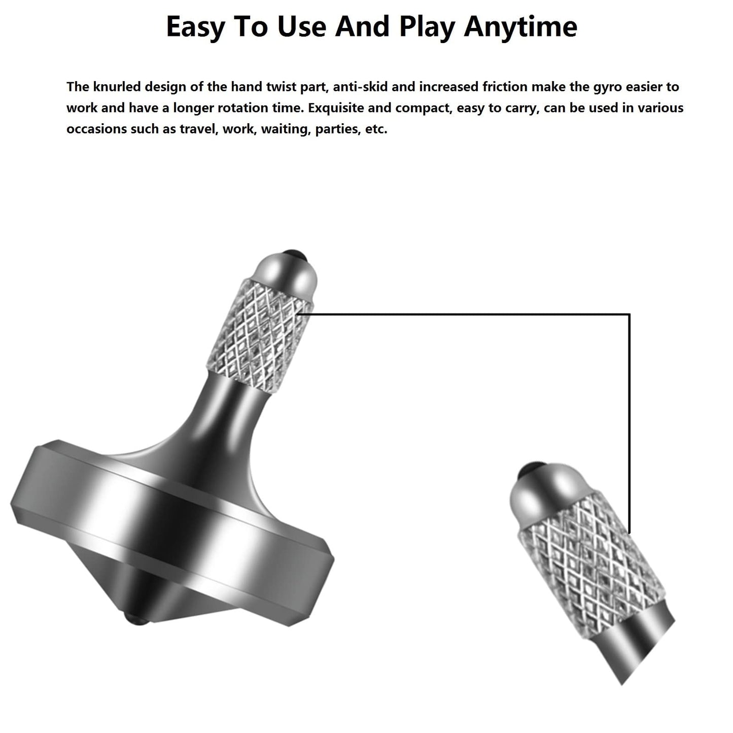 CHEETOP Exquisite Metal Spinning Top – 3-Piece Stainless Steel Fidget Toy, Precision Machined, Long Spin Time