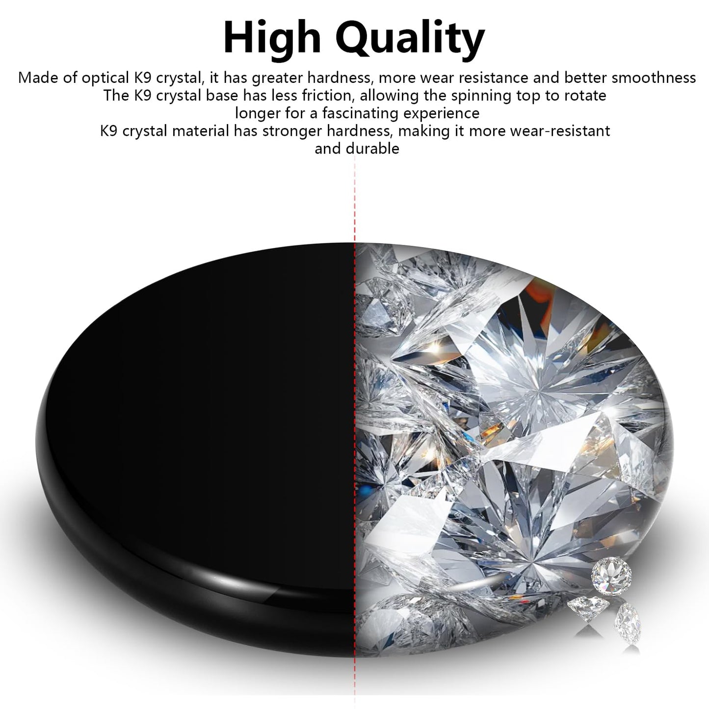 CHEETOP Optical Glass Spinning Top Base — Double Concave Crystal, 100mm Diameter, 14mm Thick, Black (S)