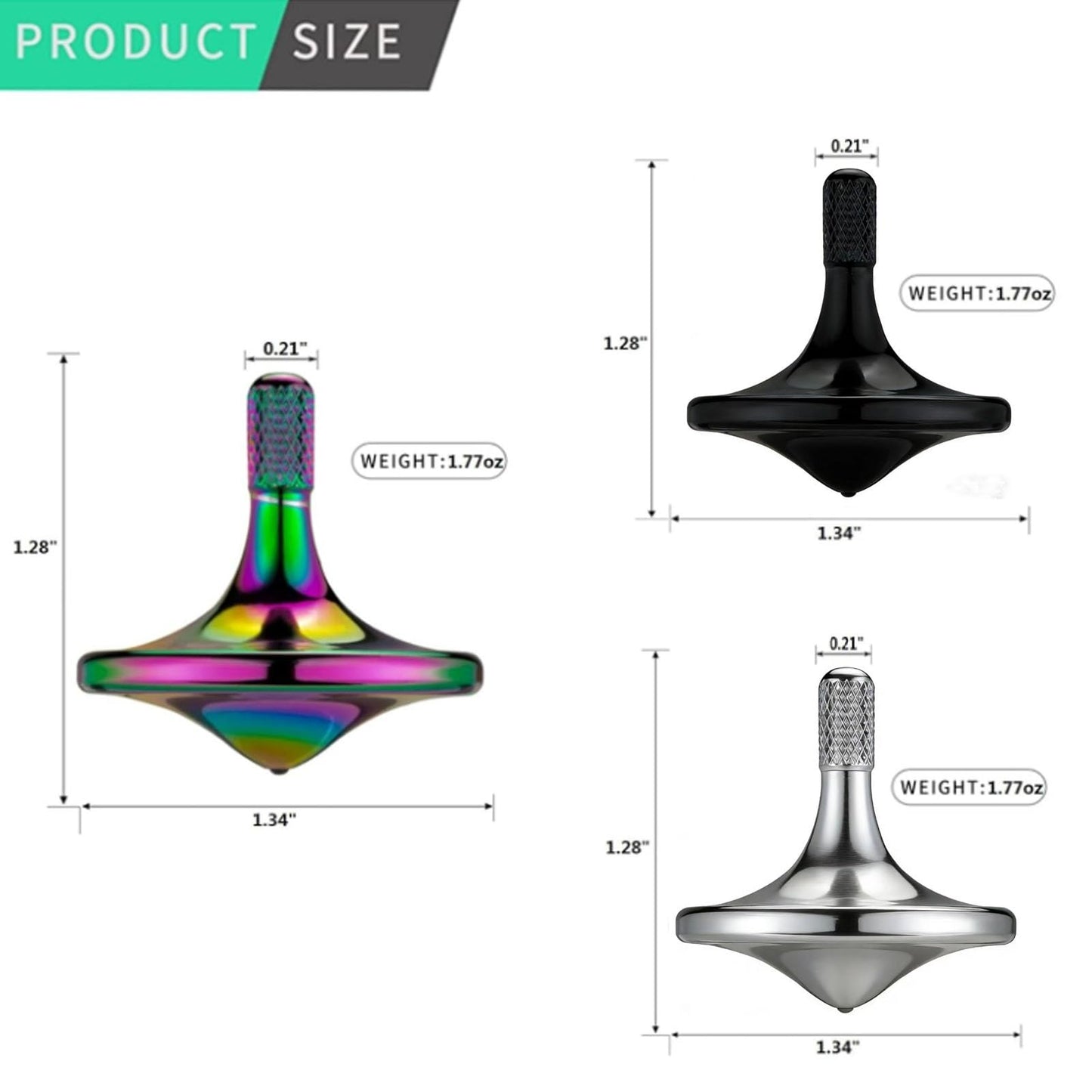 CHEETOP Precision Metal Spinning Top – Smooth Spin 8+ Minutes, Balanced EDC Desk Toy (3PCS)