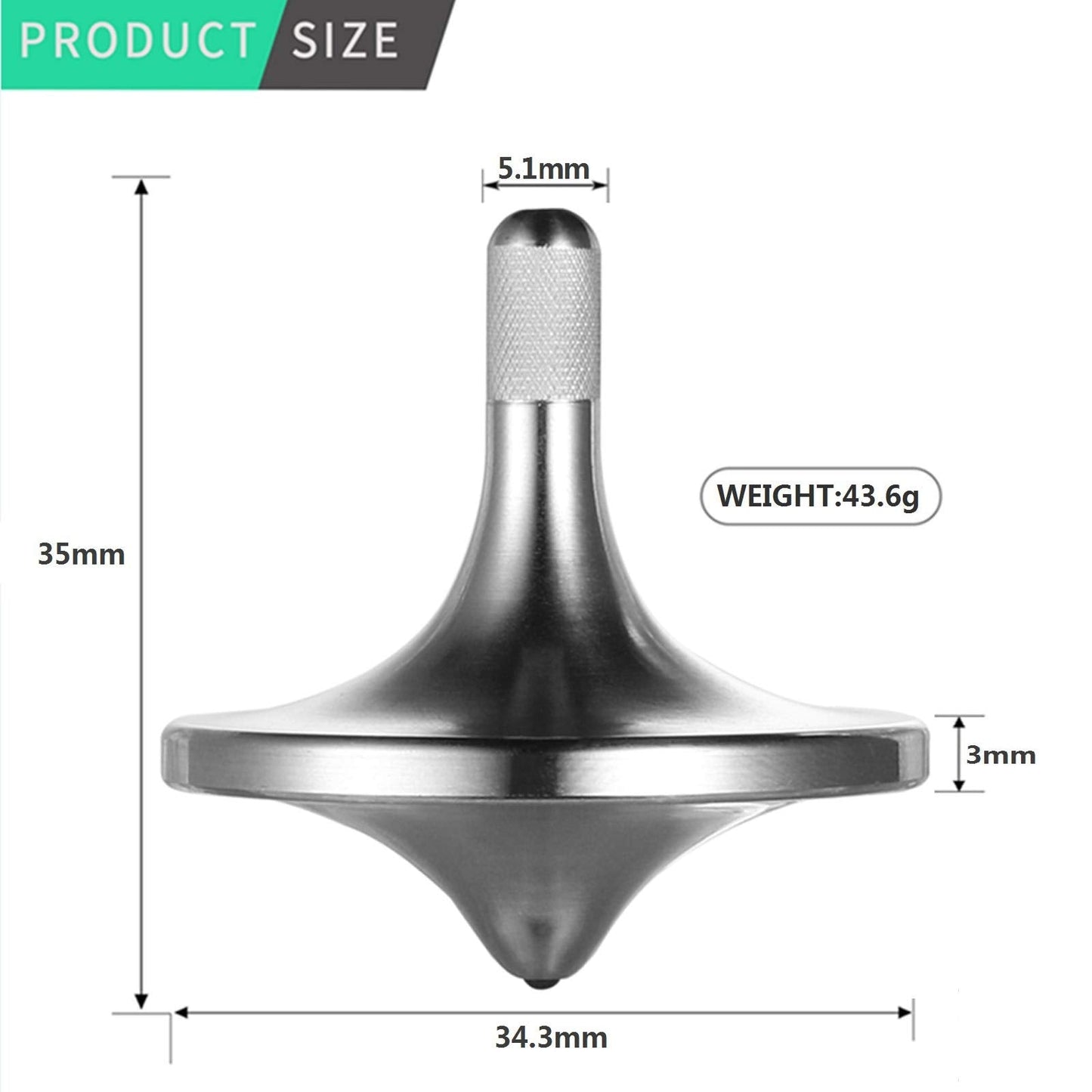 CHEETOP Stainless Steel Spinning Top – Large 34mm Diameter, Long Spin Time, Premium Desk Fidget Toy