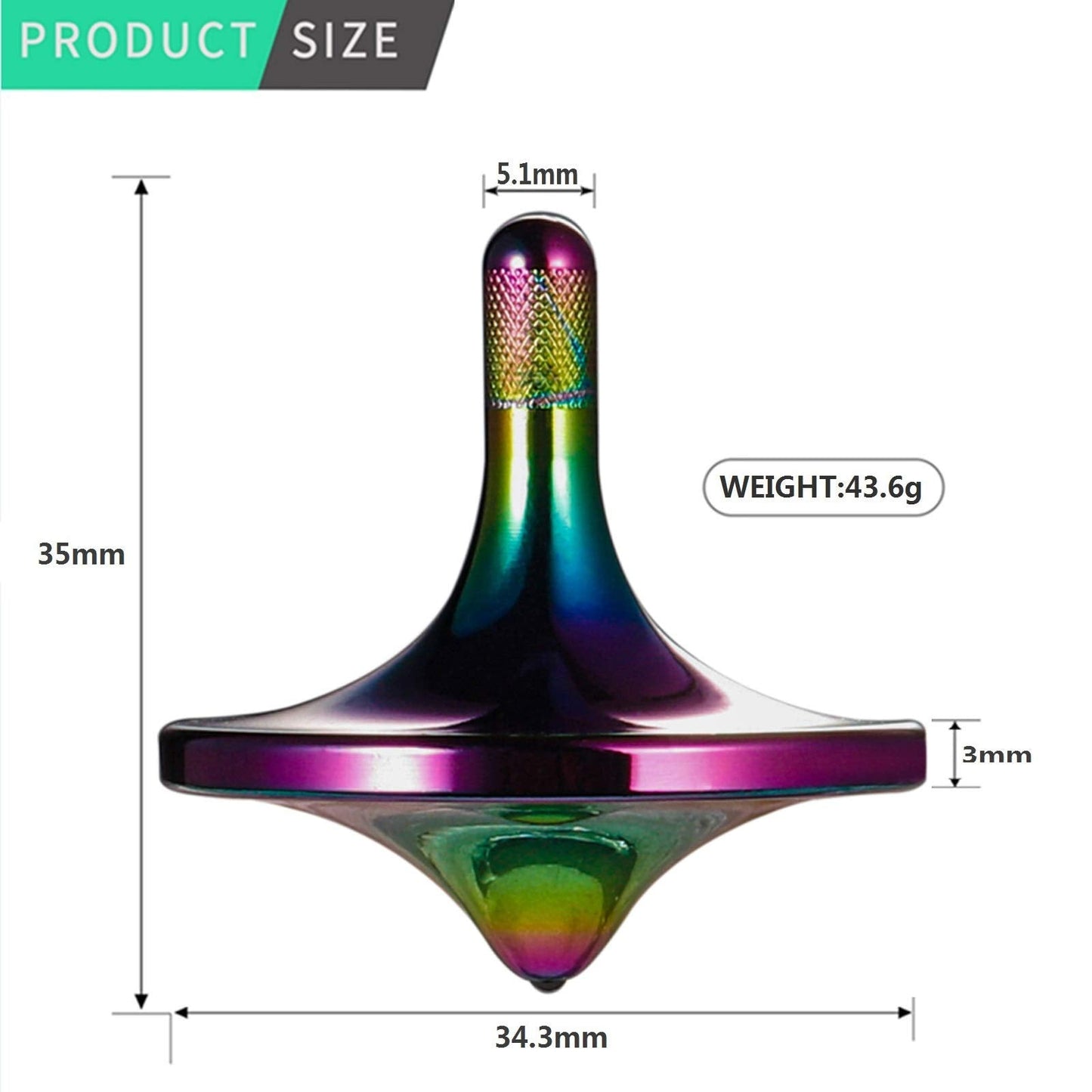 CHEETOP Stainless Steel Spinning Top – Iridescent Large 34mm Diameter | Long Spin Time & Premium EDC Desk Toy