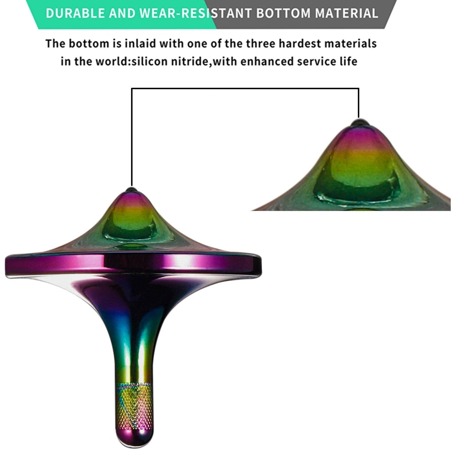 CHEETOP Stainless Steel Spinning Top – Iridescent Large 34mm Diameter | Long Spin Time & Premium EDC Desk Toy