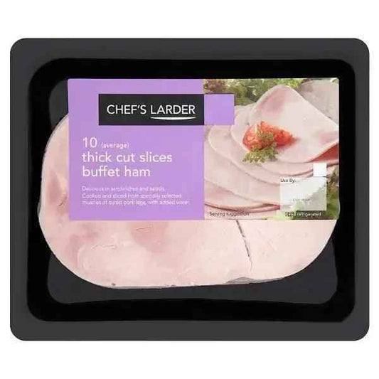 Chef's Larder 10 (Average) Thick Cut Slices Buffet Ham 500g