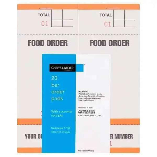 Chef's Larder 20 Bar Order Pads Assorted Colors