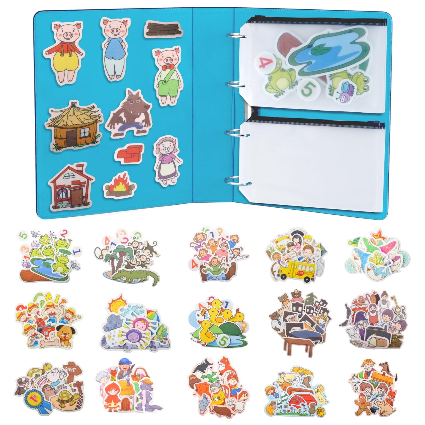 CHEFAN 16 Pack Felt Board Stories Set – Colorful Preschool Felt Pieces & Storage Binder