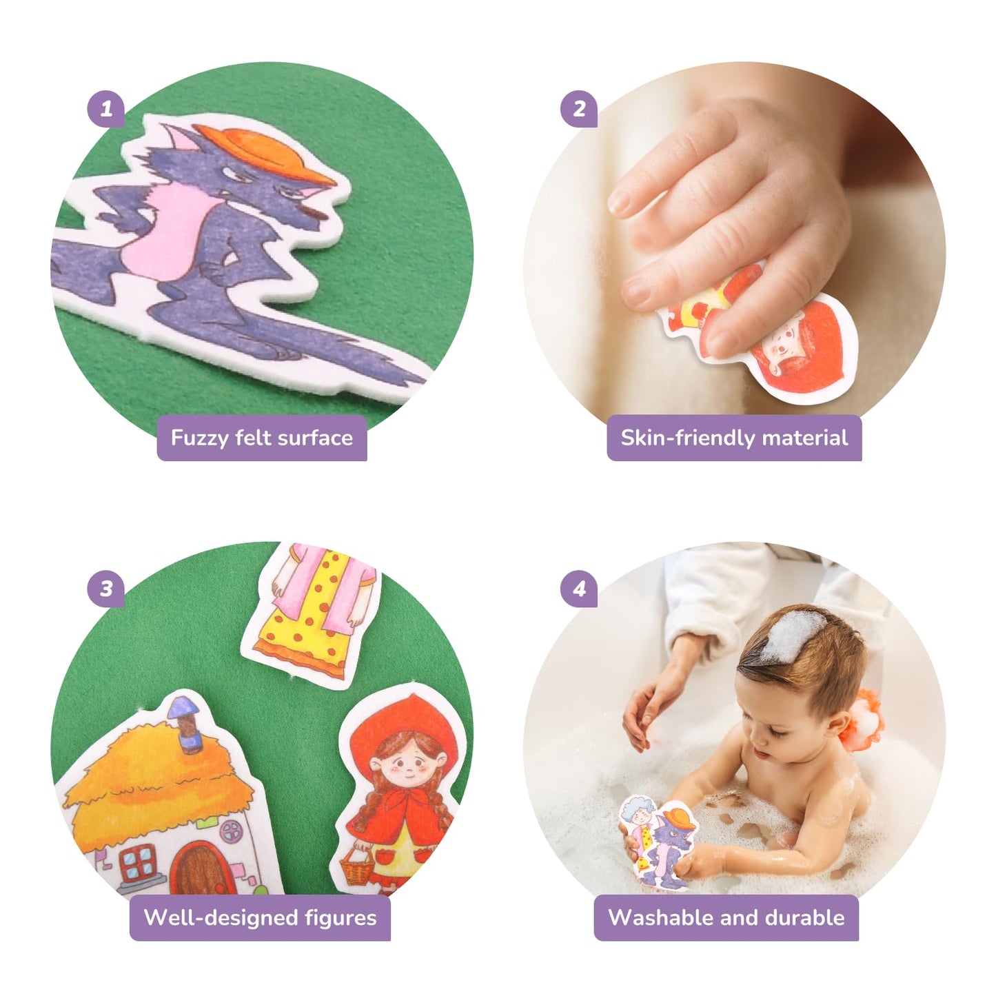 CHEFAN 4 Pack Felt Board Story Set – The Mitten, The Little Red Riding Hood, The Gingerbread Man, The Ugly Duckling