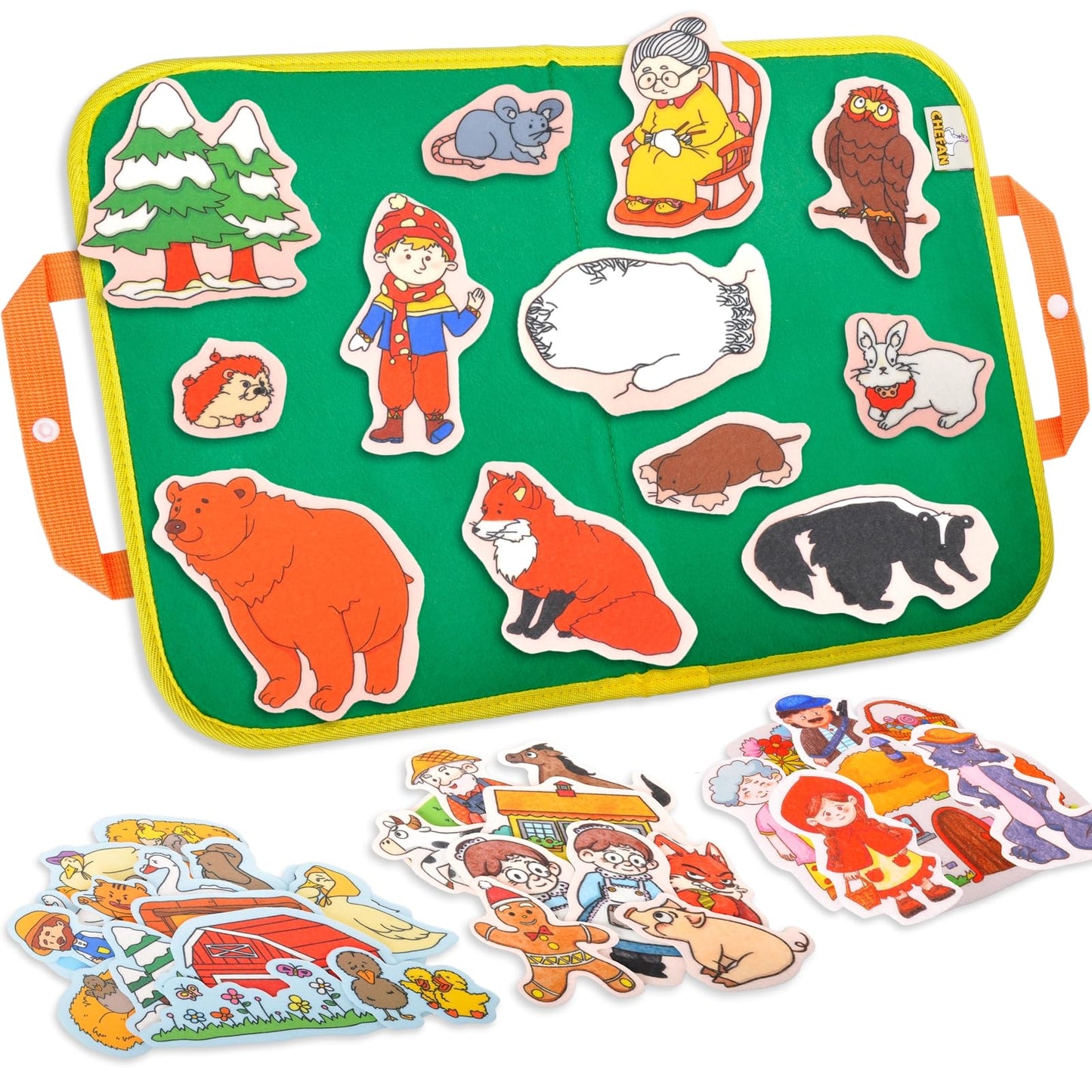 CHEFAN 4 Pack Felt Board Story Set – The Mitten, The Little Red Riding Hood, The Gingerbread Man, The Ugly Duckling