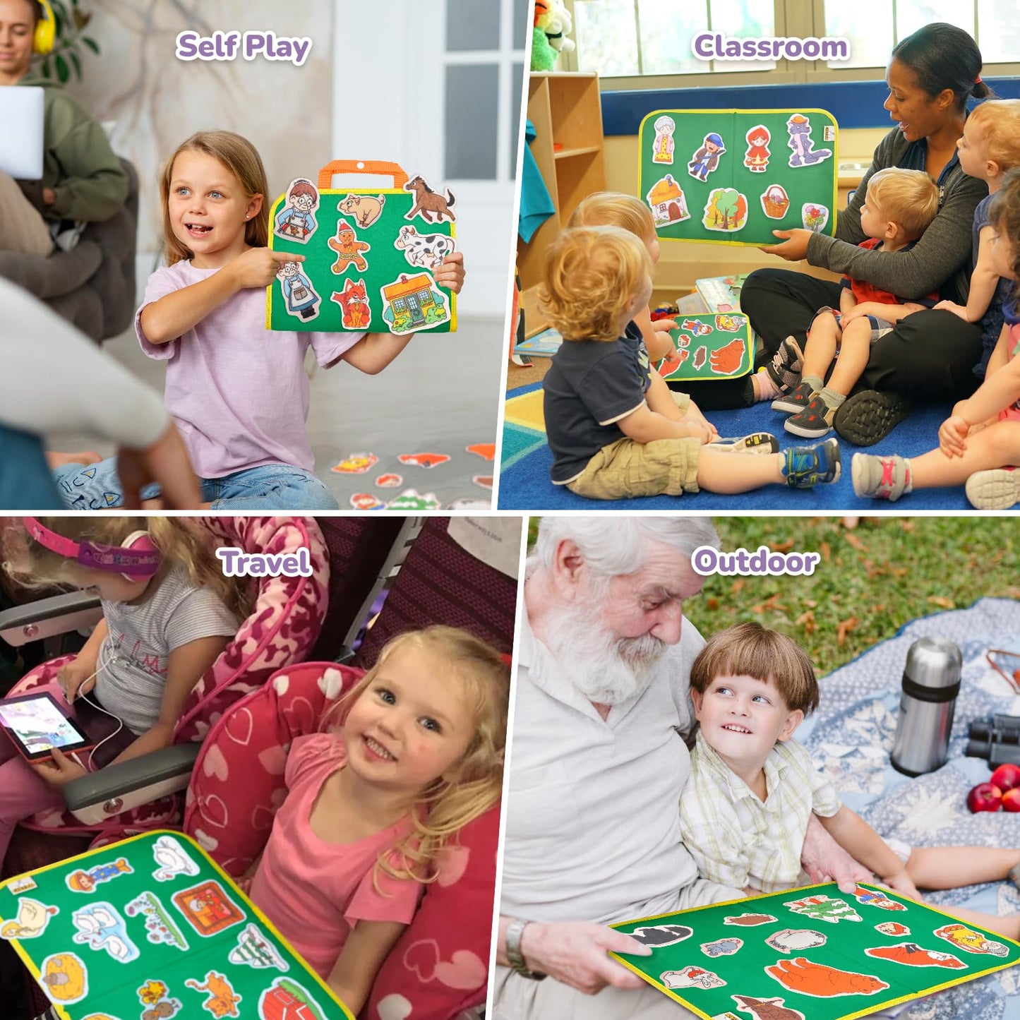CHEFAN 4 Pack Felt Board Story Set – The Mitten, The Little Red Riding Hood, The Gingerbread Man, The Ugly Duckling