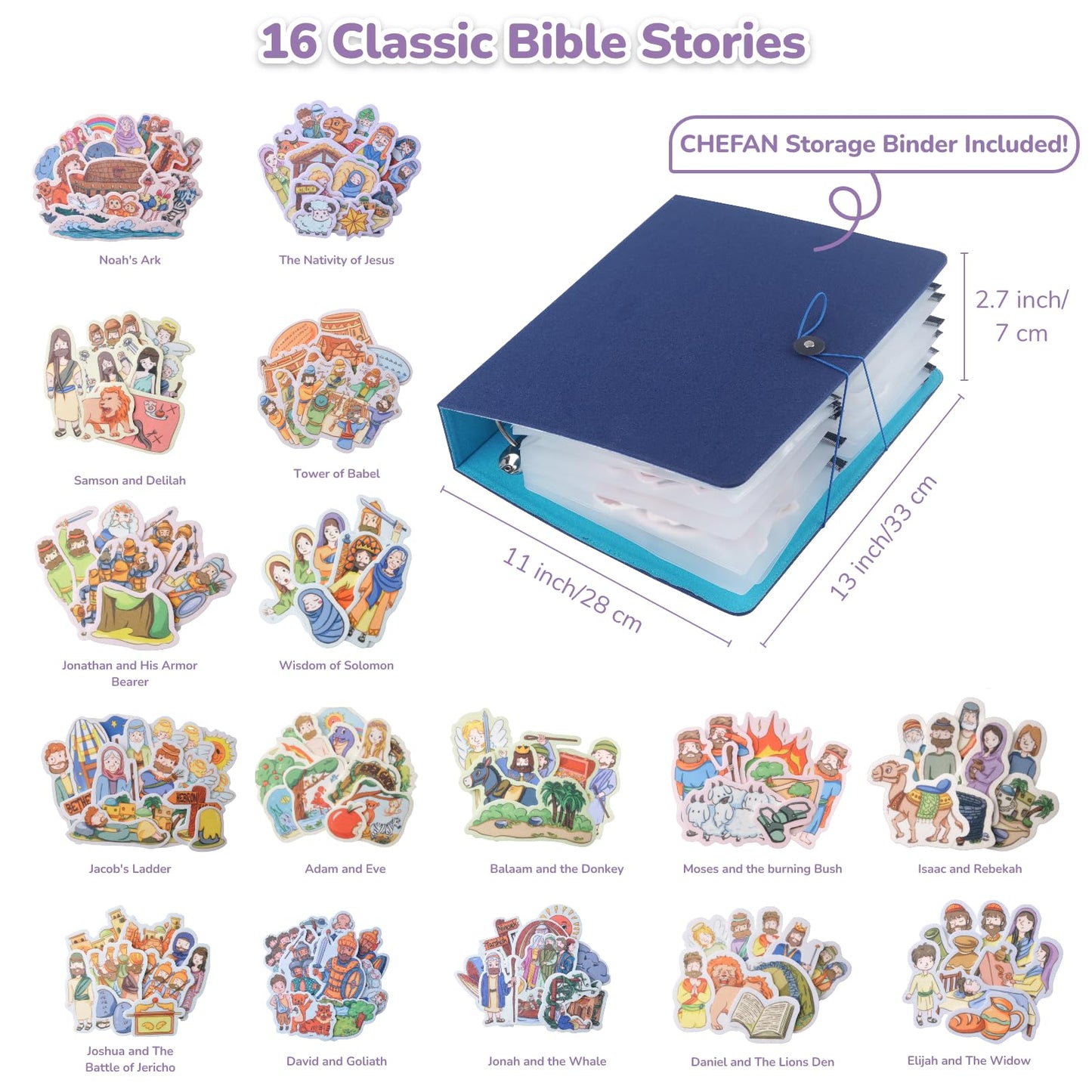 CHEFAN 16 Pack Felt Board Bible Stories Set | Interactive Preschool Flannel Story Kit