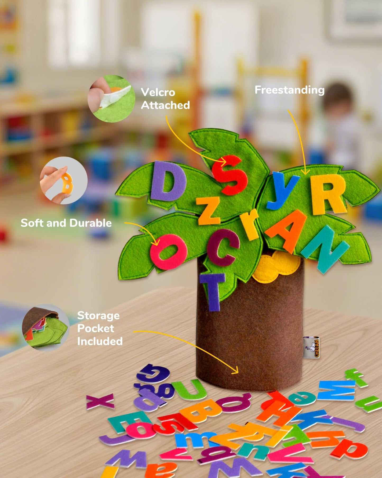 CHEFAN Felt Letter Tree — Freestanding Coconut Alphabet Game