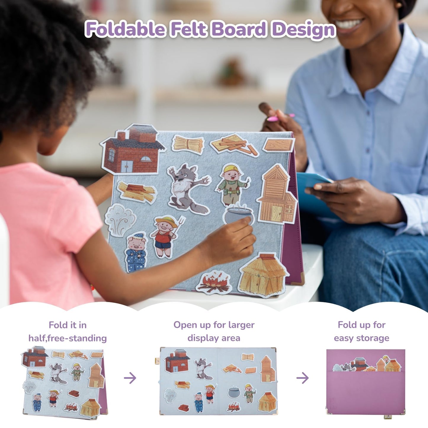 CHEFAN Felt Flannel Board Stories for Toddlers — The Three Little Pigs