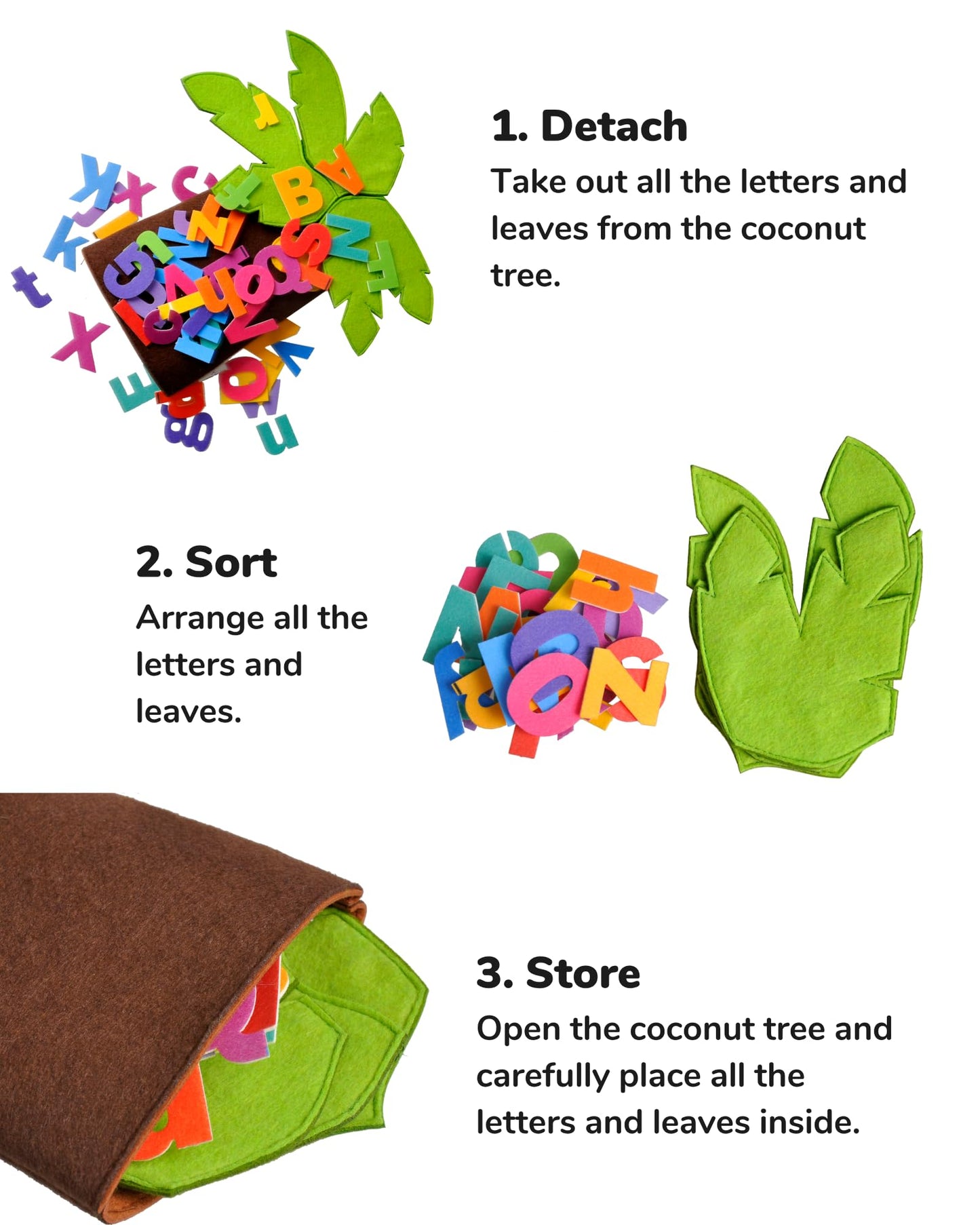 CHEFAN Felt Letter Tree — Freestanding Coconut Alphabet Game