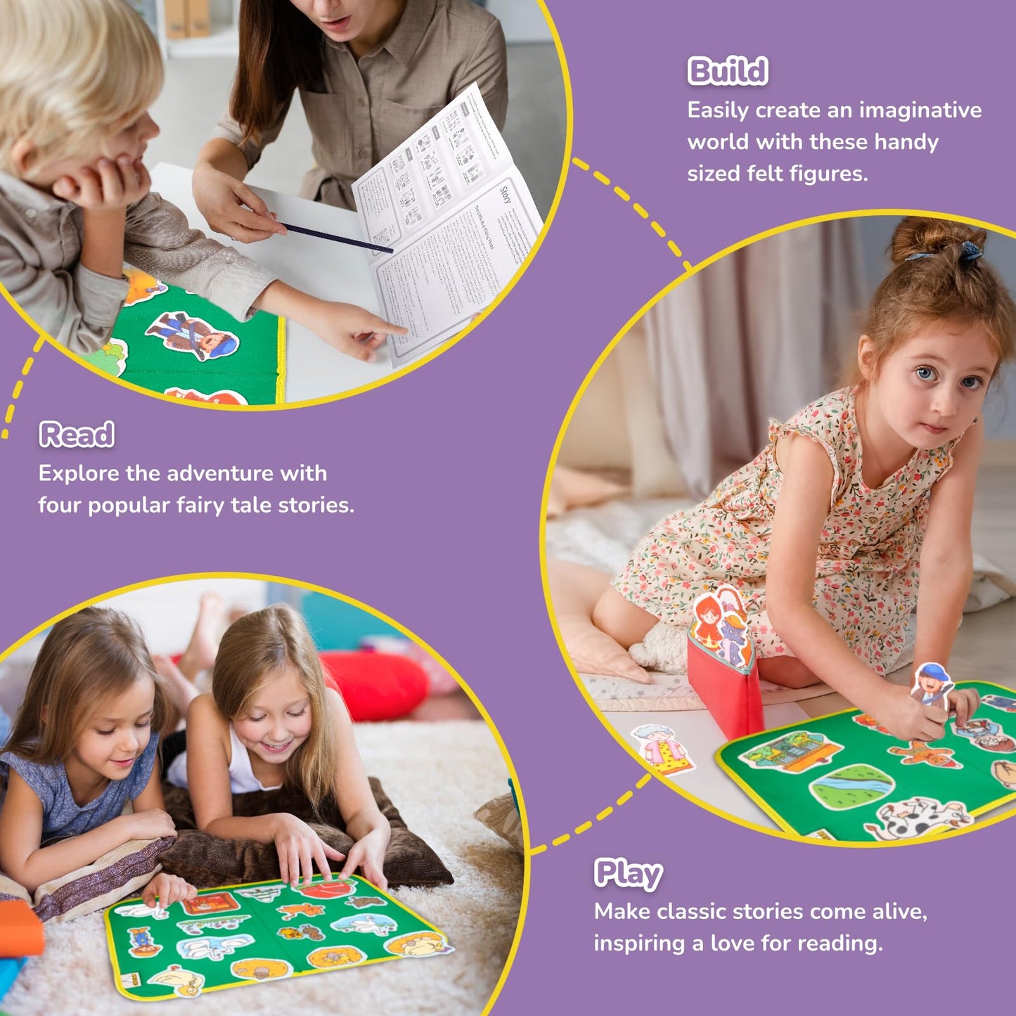 CHEFAN 4 Pack Felt Board Story Set – The Mitten, The Little Red Riding Hood, The Gingerbread Man, The Ugly Duckling