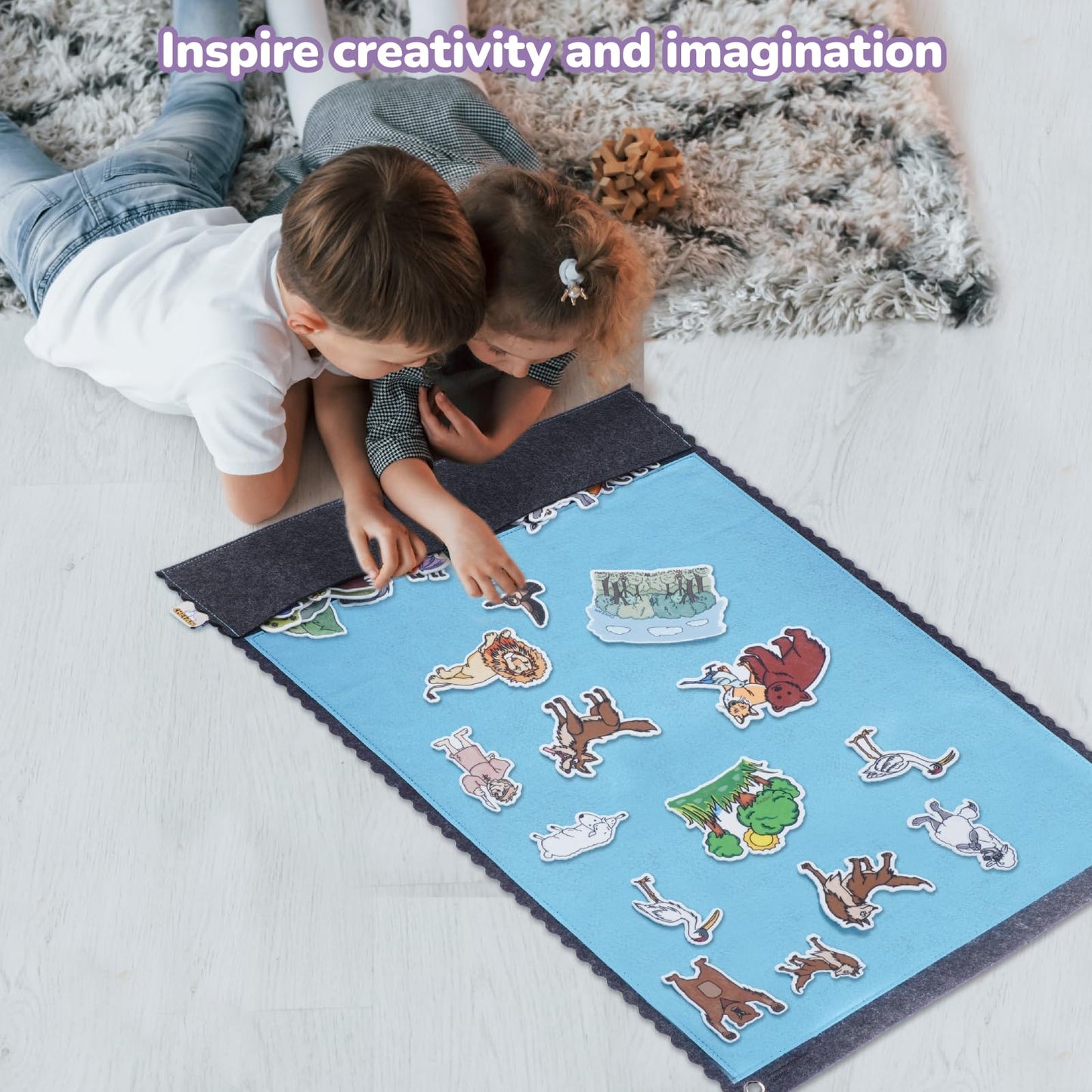 CHEFAN 2 PCS Felt Board for Toddlers – Large 32 x 22 in Flannel Story Board with 2 Storage Pockets