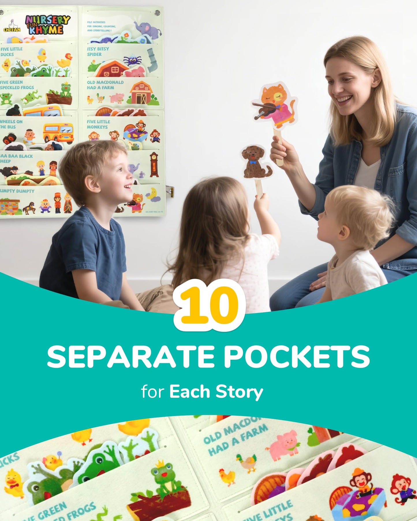CHEFAN Felt Board Story Sets – 10 Nursery Rhymes for Circle Time