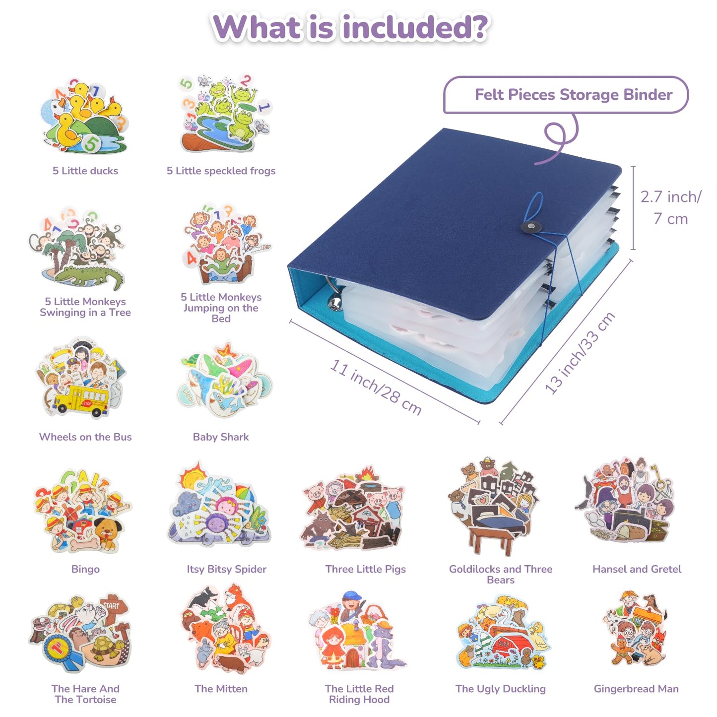 CHEFAN 16 Pack Felt Board Stories Set – Colorful Preschool Felt Pieces & Storage Binder