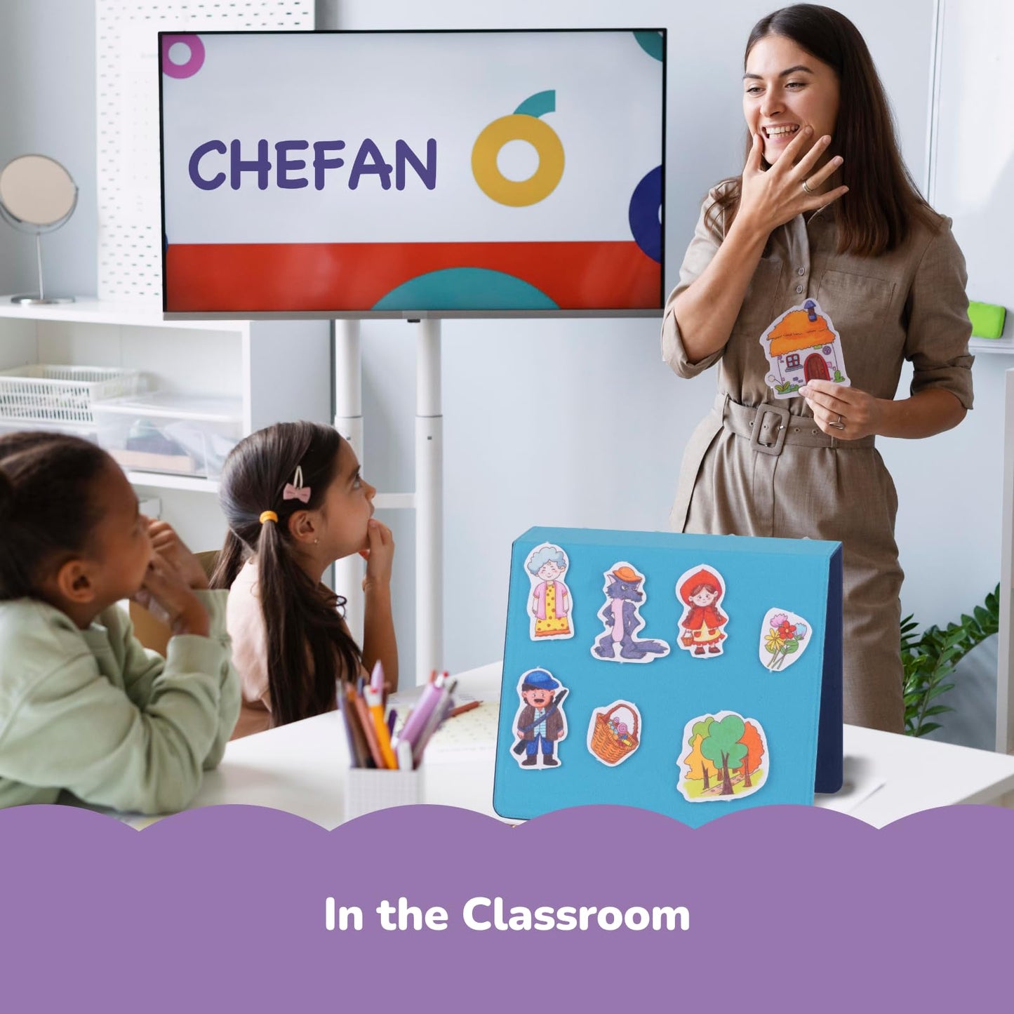 CHEFAN 16 Pack Felt Board Stories Set – Colorful Preschool Felt Pieces & Storage Binder