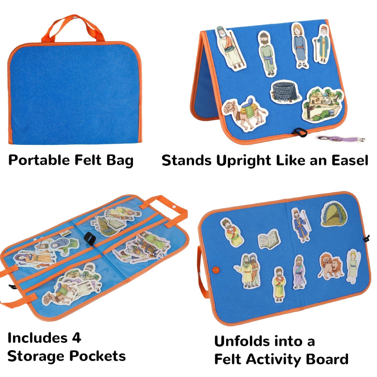 CHEFAN 4 Pack Felt Board Bible Stories Set | Precut Flannel Graph for Kids