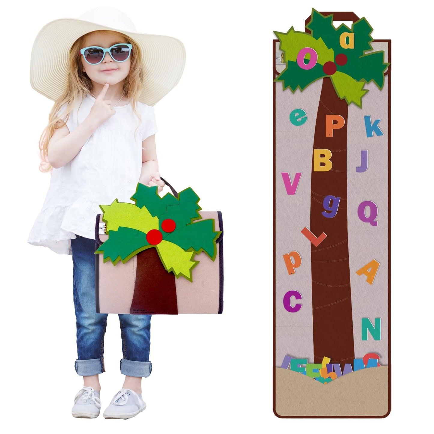 CHEFAN Letter Tree: Coconut Tree Alphabet Bag for Early Education and Felt Story Board