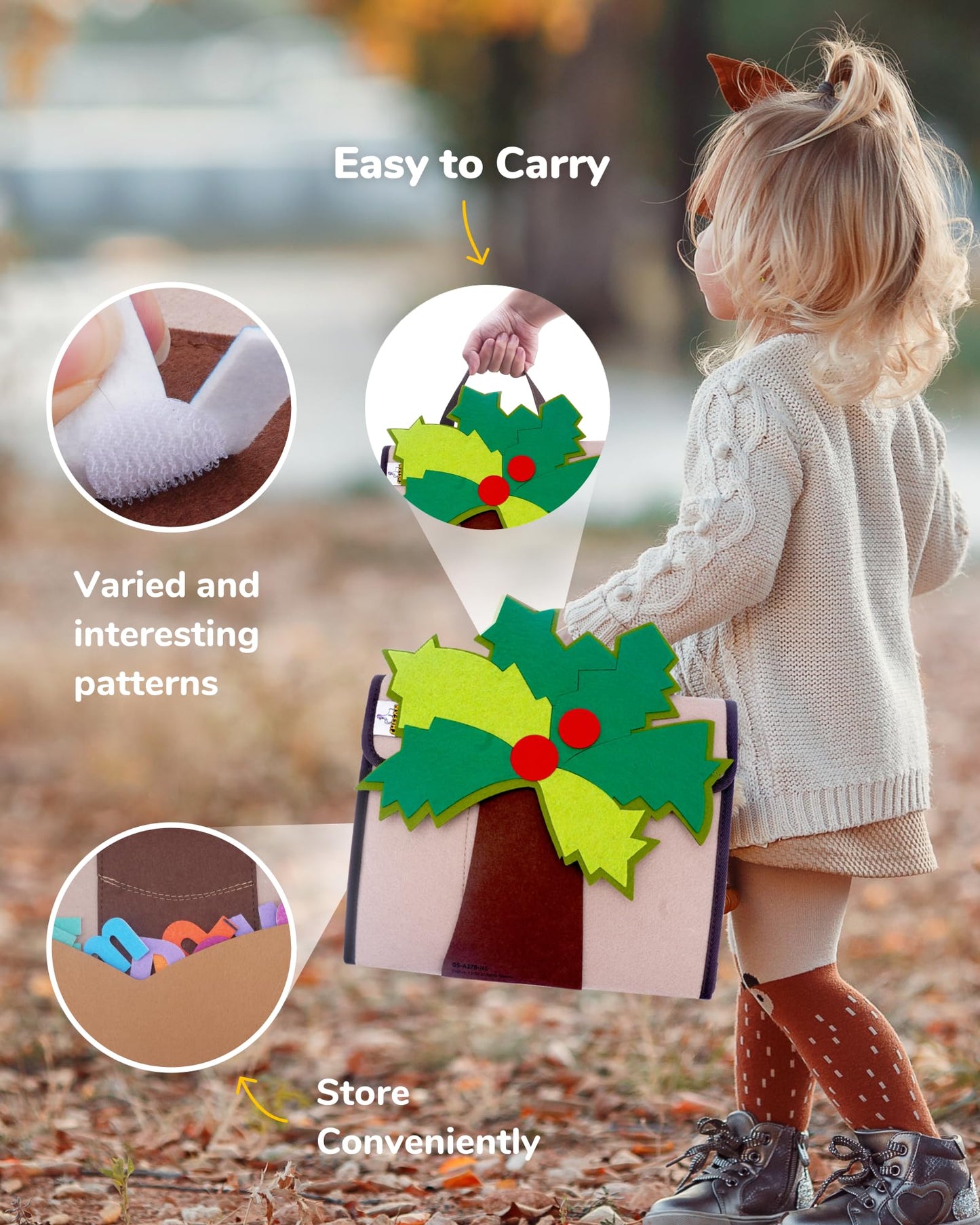 CHEFAN Letter Tree: Coconut Tree Alphabet Bag for Early Education and Felt Story Board