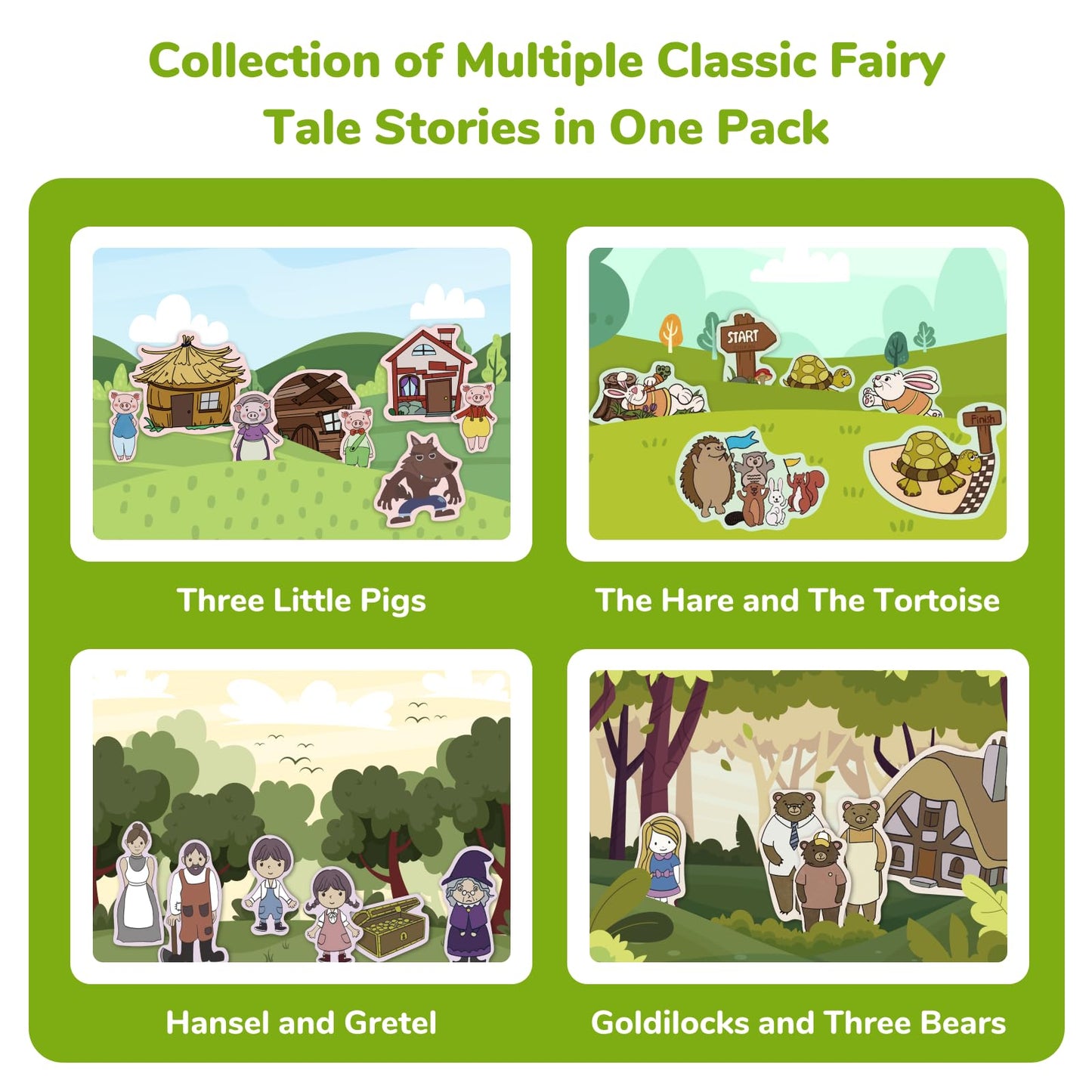 CHEFAN Felt/Flannel Board Story Set of 4 – PRECUT Felt Figures for Preschool & Toddlers