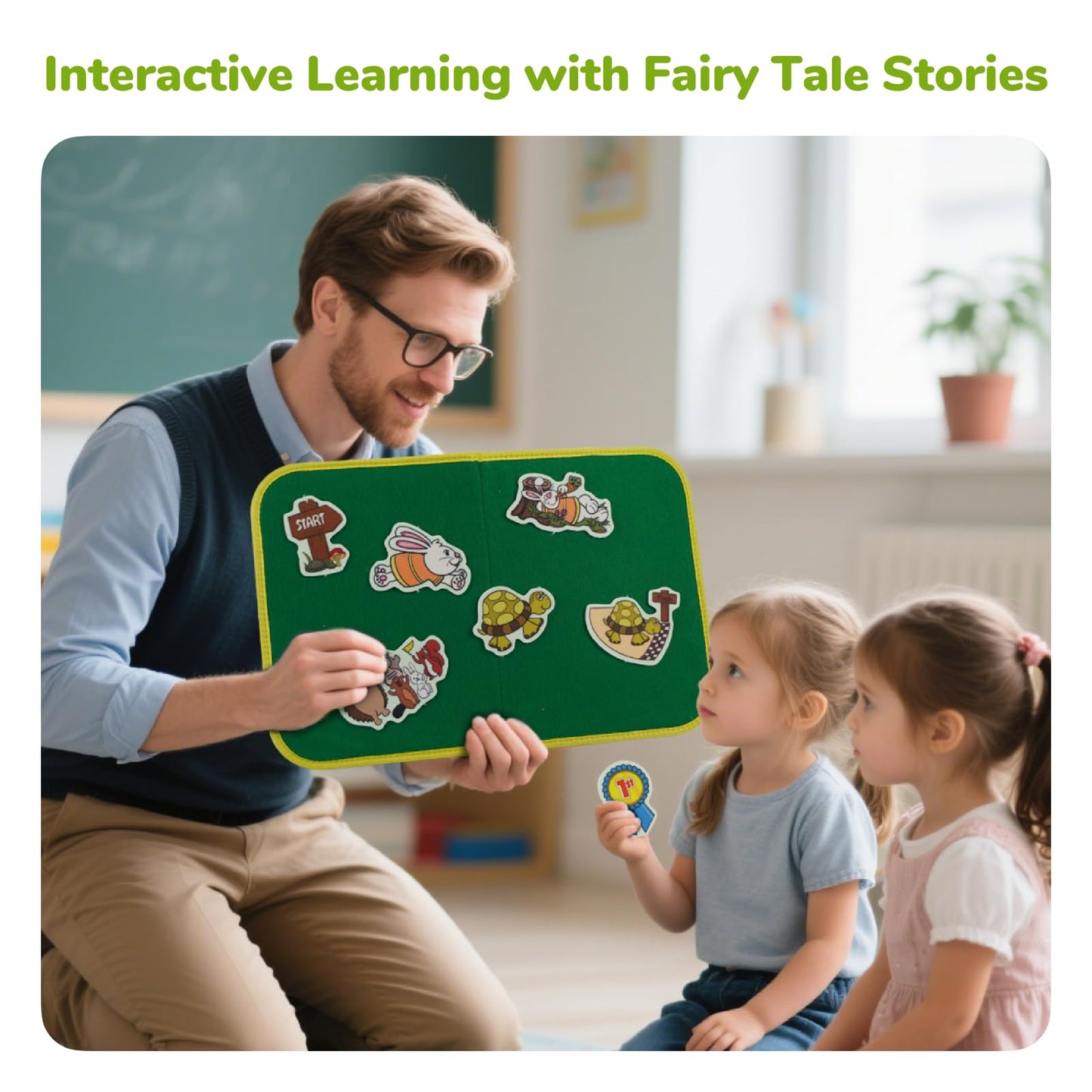 CHEFAN Felt/Flannel Board Story Set of 4 – PRECUT Felt Figures for Preschool & Toddlers