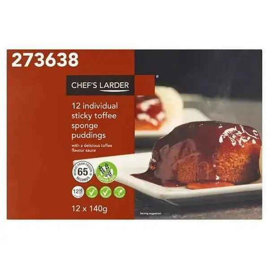 Chefs Larder Individual Sticky Toffee Sponge Puddings 12 x 140g