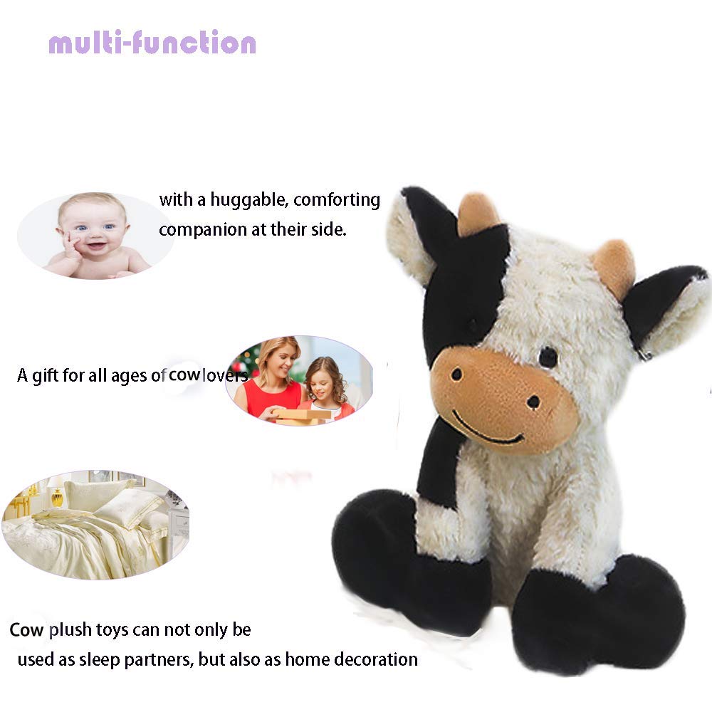 CHELEI2019 9-Inch Cow Plush Toy — Soft Cuddly Cow Stuffed Animal for Kids