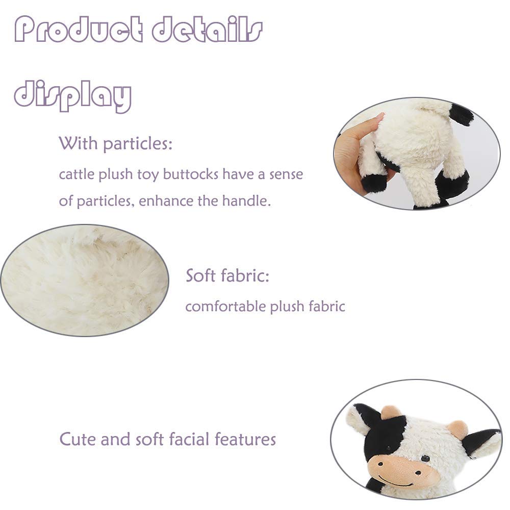 CHELEI2019 9-Inch Cow Plush Toy — Soft Cuddly Cow Stuffed Animal for Kids