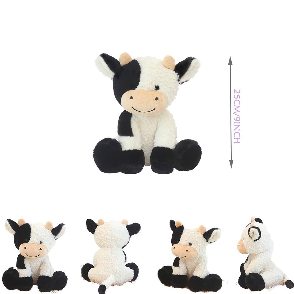 CHELEI2019 9-Inch Cow Plush Toy — Soft Cuddly Cow Stuffed Animal for Kids