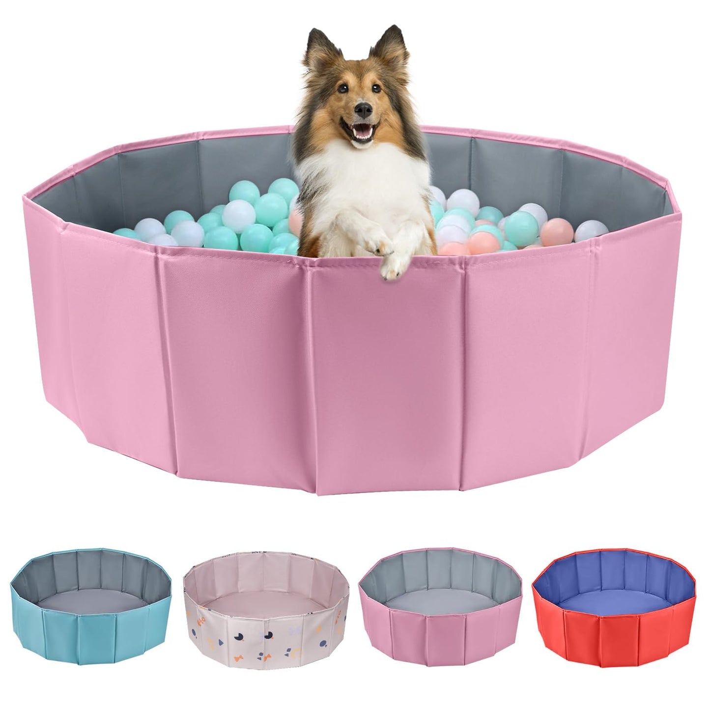 ChengFu Dog Ball Pit – Foldable Pink Ball Pit for Dogs | Indoor & Outdoor Fun (59.05in Diameter)